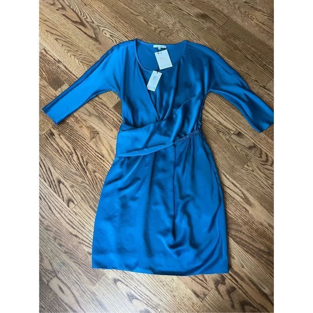 CARVEN NWT Turquoise Party Cocktail Drape Dress Totokaelo FR 38 US 6